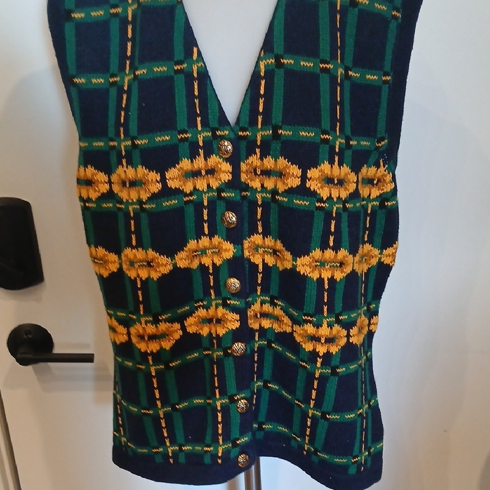 Birch Bros. Plaid Knit Button-Down Vest